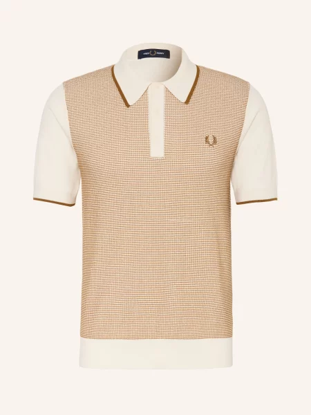 Fred Perry Pletené Polo Tričko světle / režná hnědá