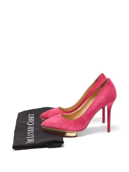 Pantofi cu toc Charlotte Olympia din piele de căprioară cu platformă roz