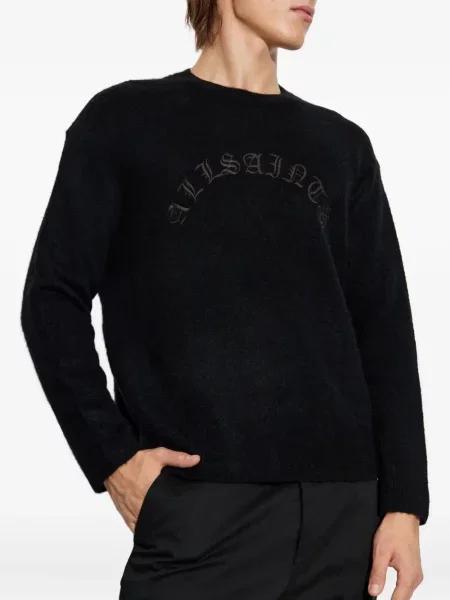 Pulover Allsaints cu broderie negru