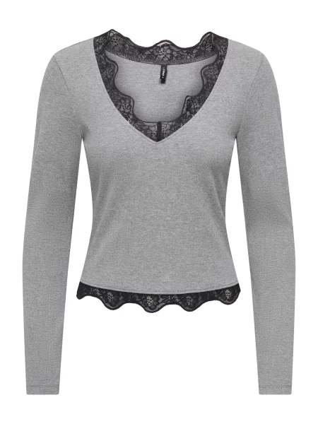 ONLY Tricou ONLFENJA gri amestecat negru