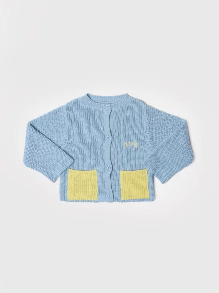 Maru + Bo Kardigán CARDIGAN WITH CONTRAST COLOR POCKETS' kék
