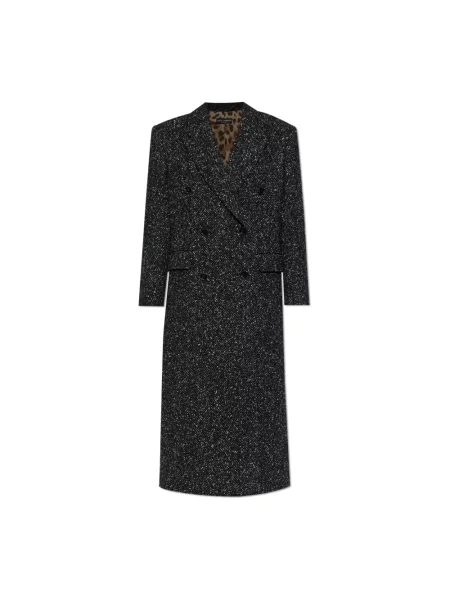 Płaszcz Dolce And Gabbana wełniany w jodełkę czarny