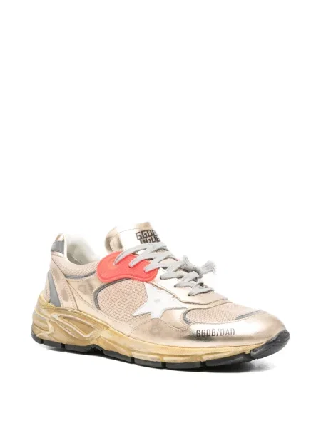Sneakerși Golden Goose cu șireturi din dantelă auriu