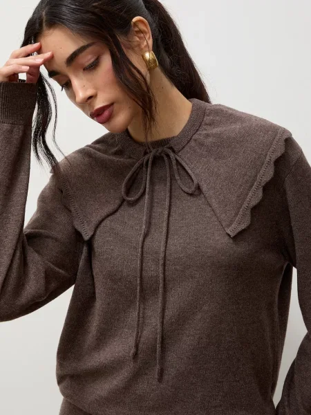 Answear.LAB pulover pentru femei din lână merino maro