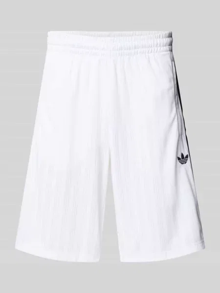 Szorty z wyhaftowanym logo i wpuszczanymi Adidas Originals białe
