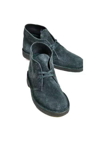 Półbuty Clarks sznurowane skórzane zielone
