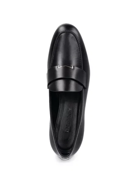Pantofi loafer Max Mara din piele cu autograf negru