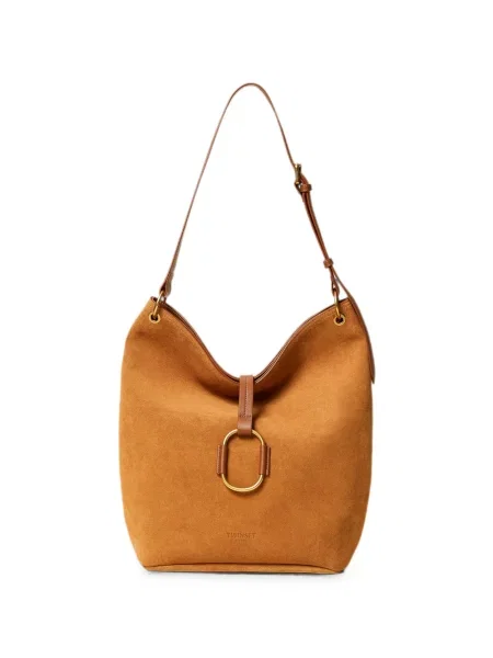 Geanta hobo Twinset din piele de căprioară maro