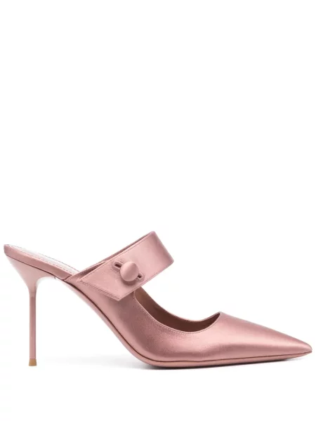 Papuci tip mules Paris Texas din satin roz