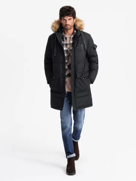Parka Ombre s kapucňou čierna