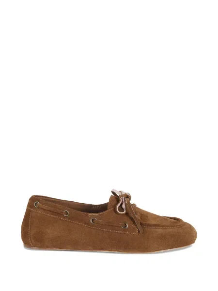Pantofi loafer 3juin cu șireturi din dantelă maro