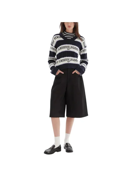 Tommy Jeans Sveter Tmavomodrá čierna