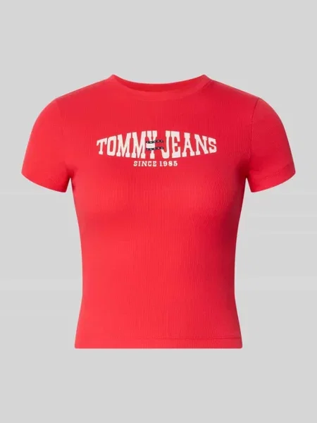 T-shirt o kroju slim fit z mieszanki bawełny Tommy Jeans czerwona