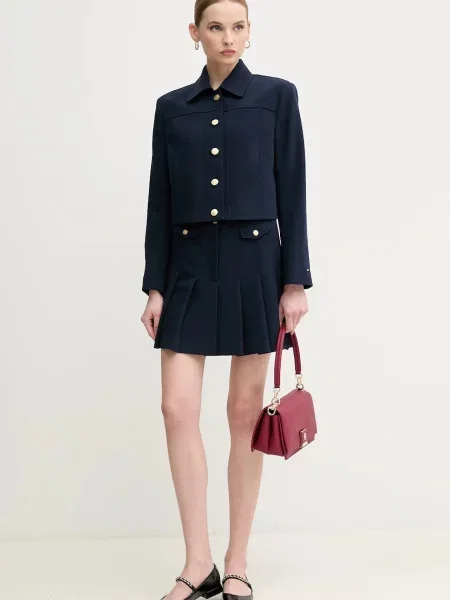 Tommy Hilfiger Plisovaná sukňa Tmavomodrá Regular Fit