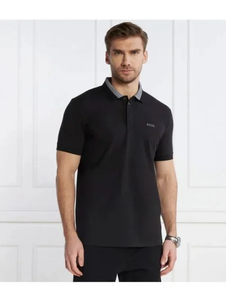 BOSS GREEN Polo Paddy | stretch negru