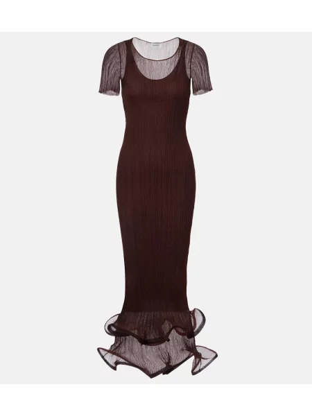 Rochie midi Simkhai cu volane până la genunchi de costum maro