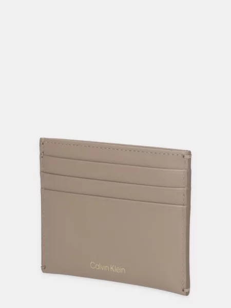 Calvin Klein Usnjen etui za kartice bež