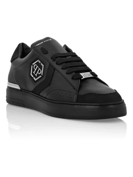Philipp Plein Obuwie unisex 41 EU Skóra Arrow Force Lo-Top Sneakers czarny