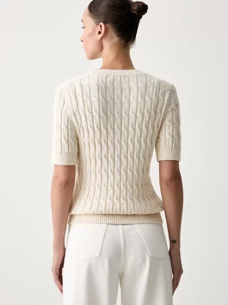 Tommy Hilfiger sweter z krótkim rękawem beżowy