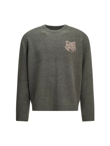 Sweter Maison Kitsune wełniany szary