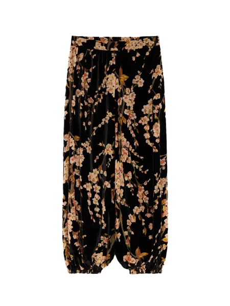 Desigual Pantaloni maro / verde / roz pudră negru