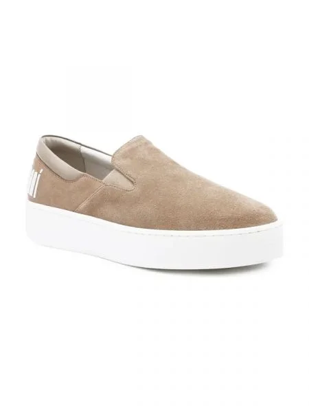 Emporio Armani Bőr slip on cipő SNK bézs