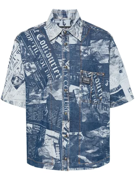 Košile Versace Jeans Couture s potiskem modrá