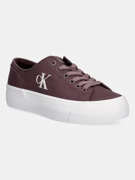 Calvin Klein Jeans VULC FLATFORM LOW CV MG πάνινες sneakers Γυναικεία καφέ