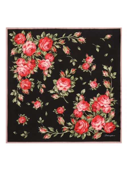 Fular Dolce & Gabbana cu model floral negru