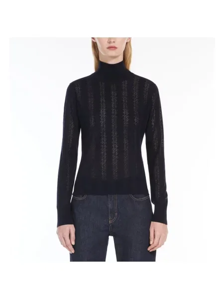 Jedwabny sweter Max Mara Studio niebieski
