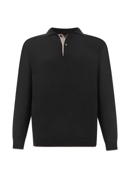 Tricou polo Paul & Shark de lână negru
