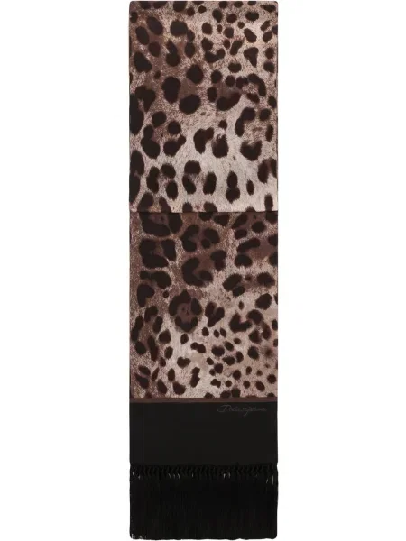 Fular Dolce & Gabbana tricotate cu imagine cu model leopard maro