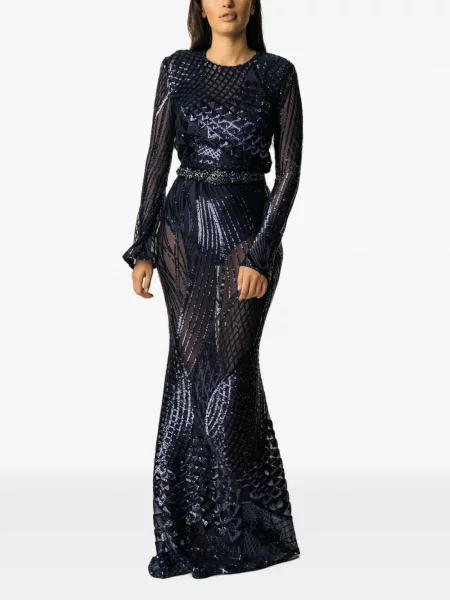 Rochie maxi Miau By Clara Rotescu cu paiete albastru