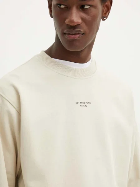 Bombažen pulover Drôle de Monsieur Le Sweatshirt Slogan Cl bež