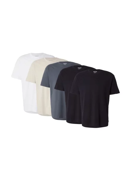 JACK & JONES Tricou kitt / gri / negru alb