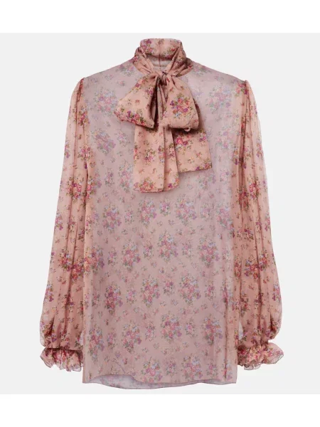 Bluză Dolce&gabbana de mătase cu model floral roz