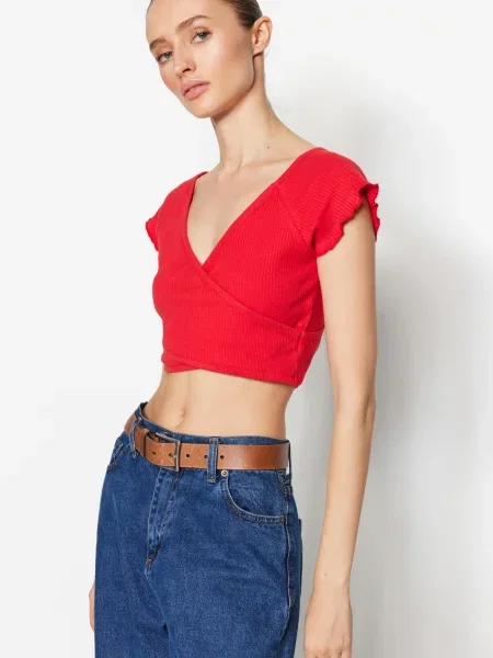 Koszula Trendyol sztruksowa czerwona