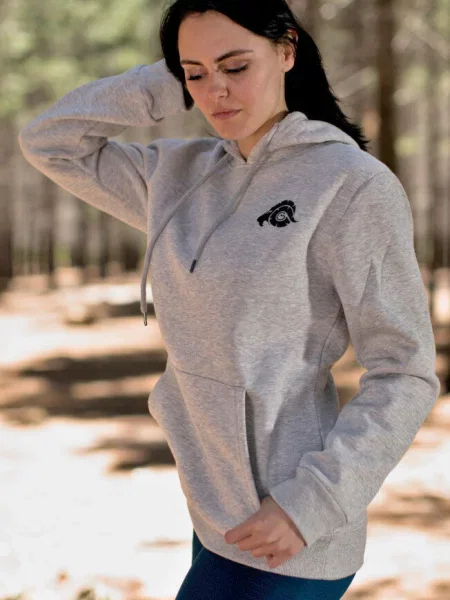 Bluza polarowa z kapturem i długim rękawem Outdoor szara