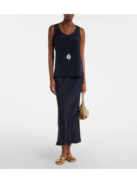Fusta maxi Max Mara din satin albastru