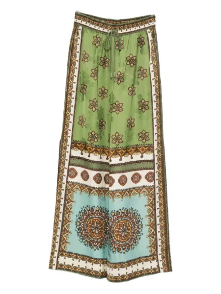 Pantaloni Alemais cu model floral cu imagine verde