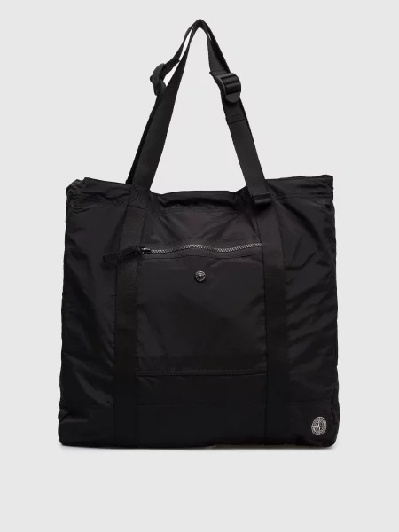 Сумка-тоут з логотипом Stone Island чорна
