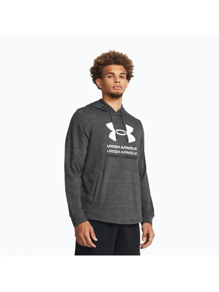 Мъжки суитшърт Under Armour Rival Terry Graphic Hood castlerock/black черно