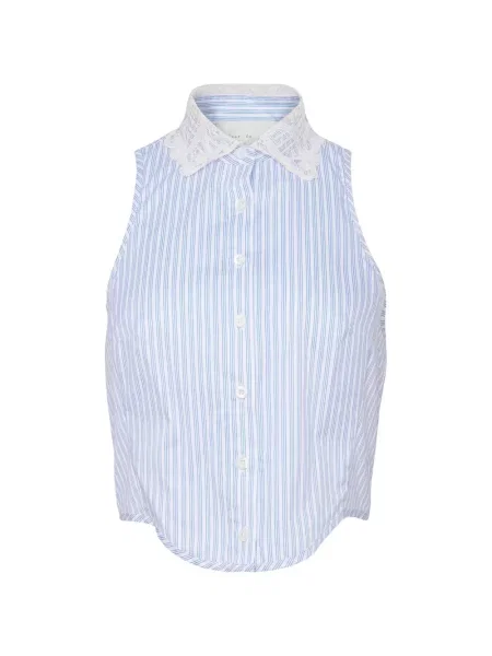 Gulerat top Fleur Du Mal cu broderie albastru