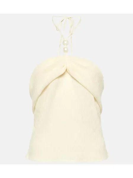 Cropp top Magda Butrym cu gât halter alb