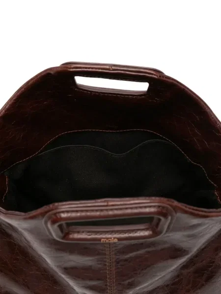 Geanta de piele Maje cu franjuri din piele maro