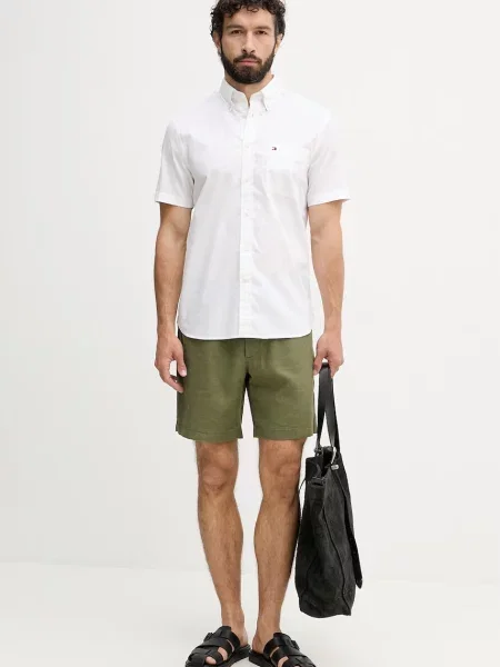 Tommy Hilfiger šortky se lnem zelené