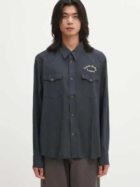 Visvim cămașă FOUR CORNERS L.S cu guler clasic regular gri