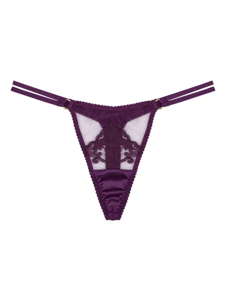 Chiloți tanga Fleur Of England cu broderie violet