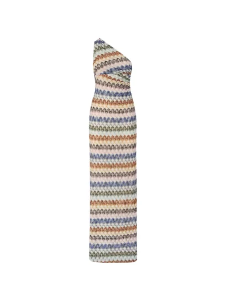 Rochie Missoni tricotate cu un umăr gol albastru