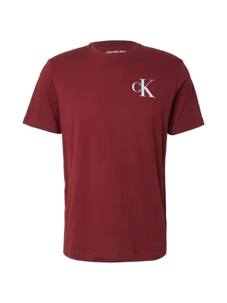 Calvin Klein Jeans Tricou azuriu / rubiniu bordo